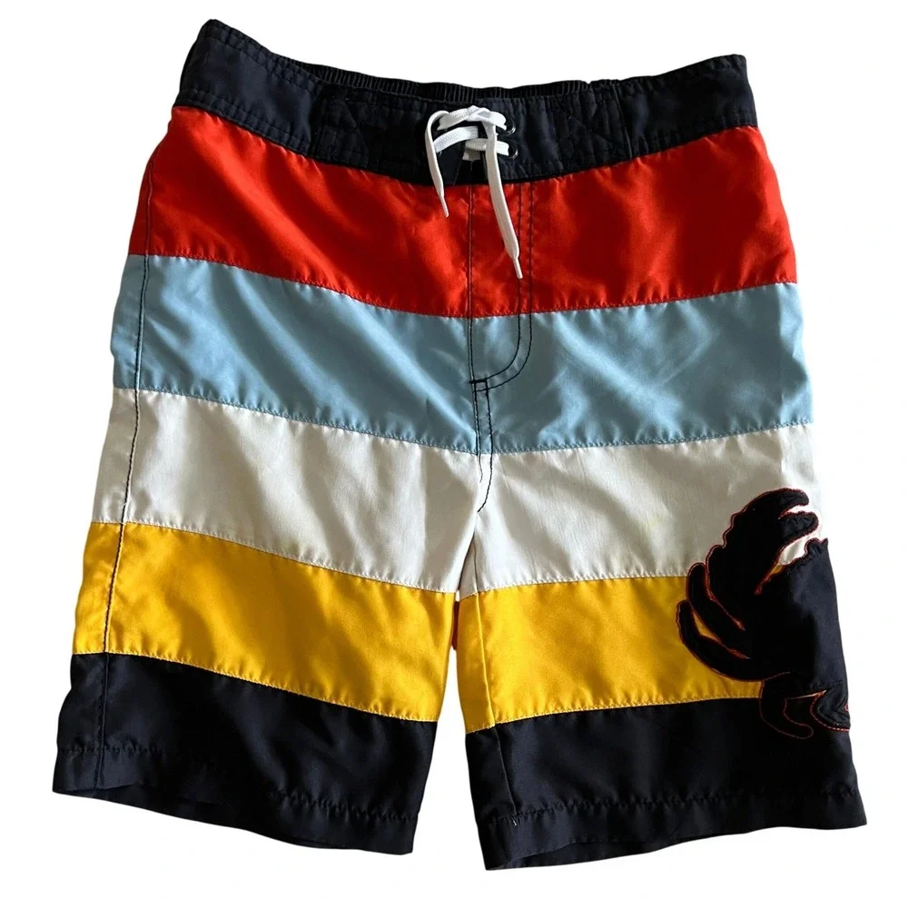 Gymboree Swim Trunks Size 7 Multicolor Excellent Colorblock Crab Nautical Boys